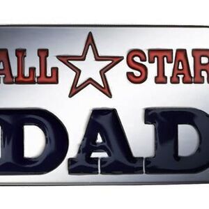 "All Star Dad" Red & Blue Metal [Zinc] Money and Card Clip [NWT] 2" X 1"